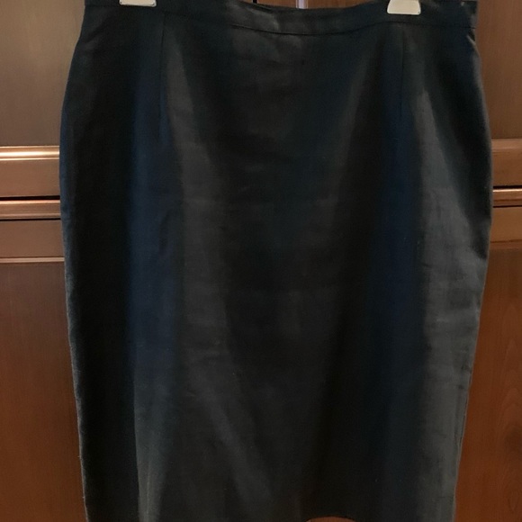 Black 100% linen mini pencil skirt over the knee Eur 44 US 10-12 - Picture 10 of 12